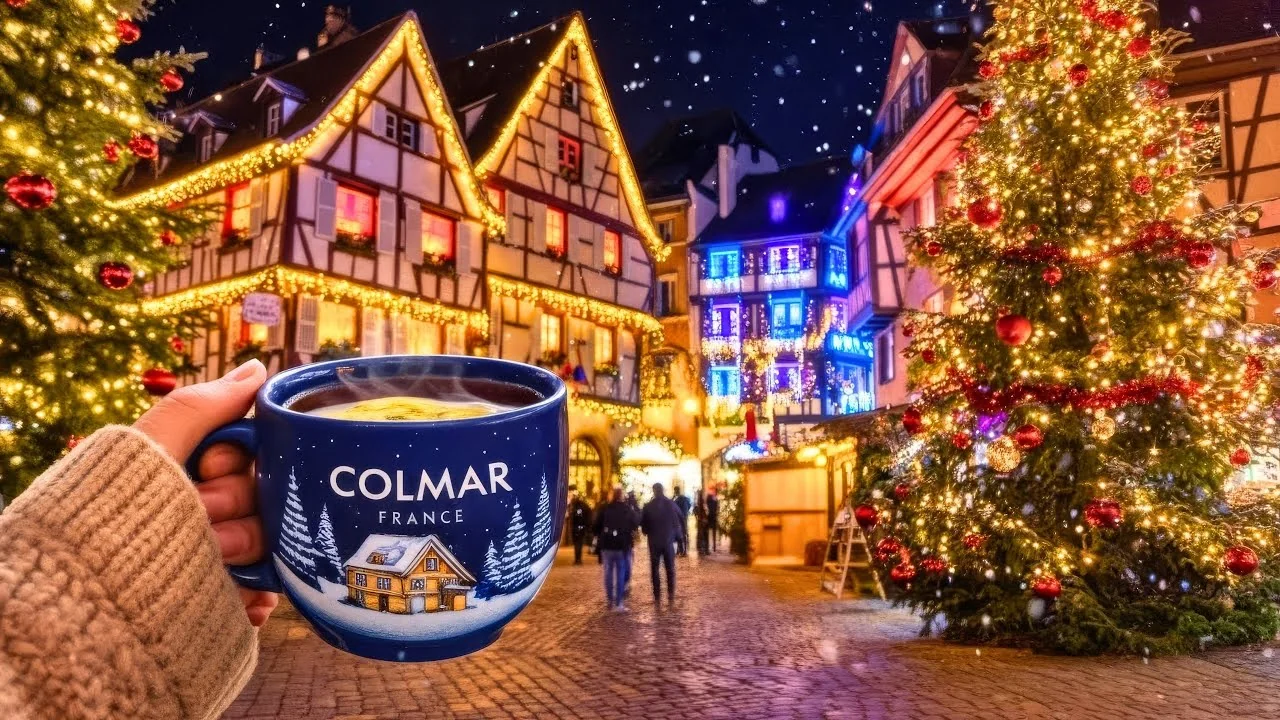 Les marchés de Noël de Colmar avec la Petite Venise illuminée et ses reflets dans l'eau